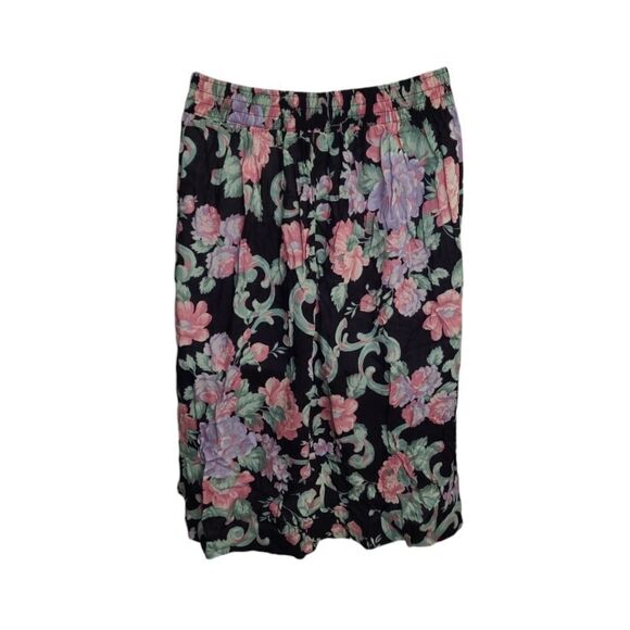 VINTAGE 90s moody floral dark cottagecore pull on midi skirt M - Picture 3 of 7